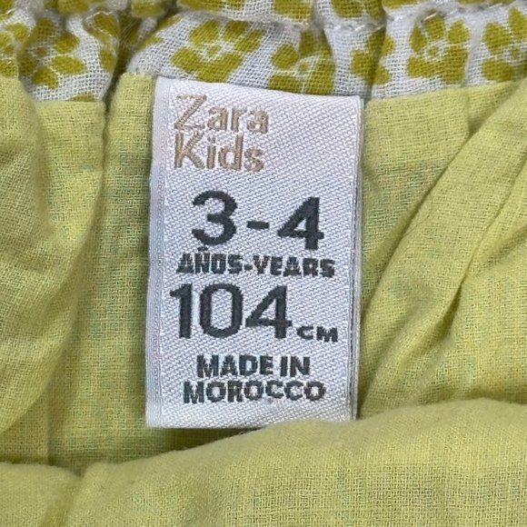 Zara Kids Girls Toddler 3-4 Yellow White Ruffle Tiered Elastic Waist Pull On - Picture 5 of 7